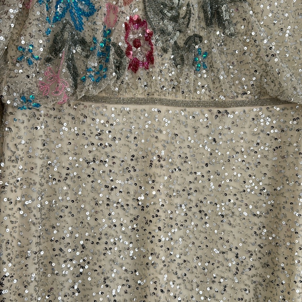 MAC DUGGAL 5615 DRESS size 16 beige  embellished floral gown - Picture 16 of 17